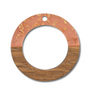 Colgantes de madera redondos Naranja transparente-dorado-marr&oacute;n