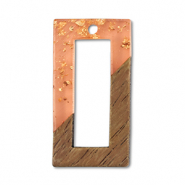 Colgantes de madera rect&aacute;ngulo Naranja transparente-dorado-marr&oacute;n