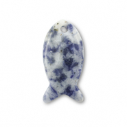 Colgantes de piedra natural sodalita y microclina pez Azul-blanco