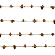Fornituras Acero Inox cadena jasseron Ojo de tigre irregular Dorado-marr&oacute;n dorado