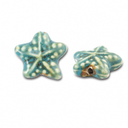 Abalorios de cerámica estrella de mar Azul verdoso