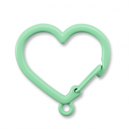 Fornituras coloridas de llavero corazón con anilla Verde menta