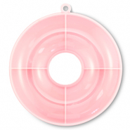 Expositor de joyería caja de almacenamiento 4 compartimentos dona Transparente-rosado