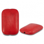 Abalorios de cer&aacute;mica rect&aacute;ngulo Rojo