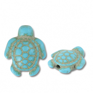 Abalorios de cerámica tortuga Azul turquesa