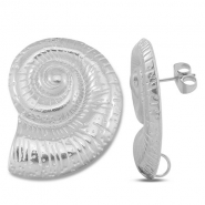 Fornituras Acero Inox pendientes conchas con anilla Plateado