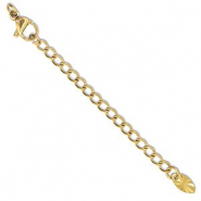 Fornituras Acero inox extención set de cadena óvalo con mosquetón Dorado