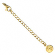 Fornituras Acero inox extención set de cadena flor con mosquetón Dorado