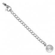 Fornituras Acero inox extención set de cadena flor con mosquetón Plateado
