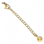 Fornituras Acero inox extención set de cadena flor con mosquetón Dorado