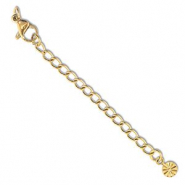Fornituras Acero inox extención set de cadena flor con mosquetón Dorado