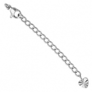 Fornituras Acero inox extención set de cadena corazón con mosquetón Plateado