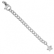 Fornituras Acero inox extención set de cadena estrella con mosquetón Plateado