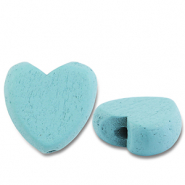 Abalorios de madera coraz&oacute;n Azul claro