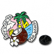 Pins "Let's go to the beach" Rosa-blanco-marrón