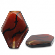 Piedras Naturales abalorios &Aacute;gata hex&aacute;gono Transparente marr&oacute;n &aacute;mbar-negro