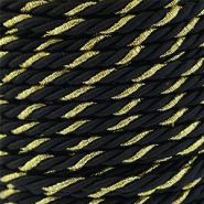 Cordón trendy espiral 3mm Negro-dorado