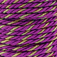 Cordón trendy espiral 3mm Púrpura magenta-dorado
