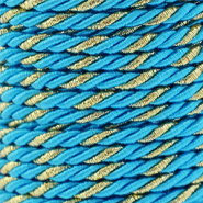 Cordón trendy espiral 3mm Turquesa-dorado