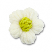Flor de ganchillo Blancuzco-verde lima