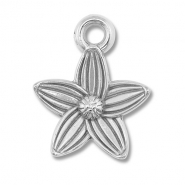 Colgantes Acero Inox flor Plateado