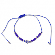 Pulseras trendy abalorios mixtas Azul oscuro-dorado
