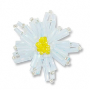 Colgantes de abalorios de cristal flor Azul claro transparente-amarillo transparente-blanco