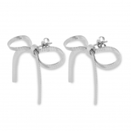 Pendientes Acero Inox lazo Plateado