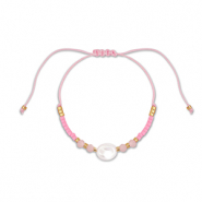 Pulseras trendy abalorios mixtas Rosa-blanco-dorado