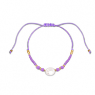 Pulseras trendy abalorios mixtas Púrpura-blanco-dorado