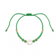 Pulseras trendy abalorios mixtas Verde-blanco-dorado