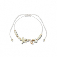 Pulseras trendy abalorios mixtas Blanco-dorado