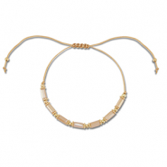 Pulsera tobillera trendy abalorios mixtas Marr&oacute;n claro-dorado