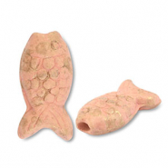 Abalorios de cerámica griega DQ pez Rosa-dorado