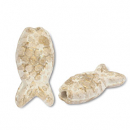 Abalorios de cerámica griega DQ pez Blanco-marrón chiaro-dorado