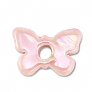 Abalorios de cerámica griega DQ mariposa Rosa claro