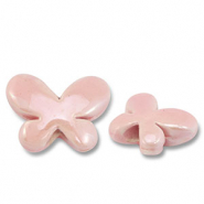 Abalorios de cerámica griega DQ mariposa Rosa claro