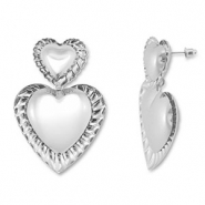Pendientes trendy corazón Plateado