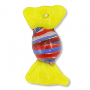 Colgantes de vidrio pintados a mano caramelo Amarillo-rojo-azul-transparente