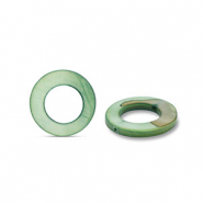 Abalorios conchas 15mm redondos Verde oscuro
