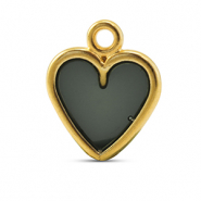 Colgantes met&aacute;licos DQ coraz&oacute;n Negro-Dorado (sin n&iacute;quel)
