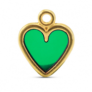 Colgantes met&aacute;licos DQ coraz&oacute;n Verde-Dorado (sin n&iacute;quel)