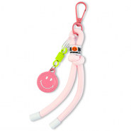 Llavero Smiley con cuerda Rosa claro-amarillo neón-blanco