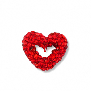 Abalorios acr&iacute;licos con strass coraz&oacute;n Rojo-verde claro