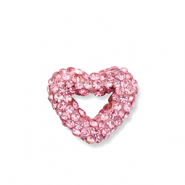 Abalorios acr&iacute;licos con strass coraz&oacute;n Rosa claro