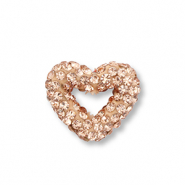 Abalorios acr&iacute;licos con strass coraz&oacute;n Melocot&oacute;n