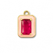 Metal TQ lat&oacute;n colgante rect&aacute;ngulo Dorado-rosa crema-vino tinto frutos rojos
