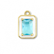 Metal TQ lat&oacute;n colgante rect&aacute;ngulo Dorado-blanco-azul claro