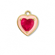Metal TQ lat&oacute;n colgante coraz&oacute;n Dorado-rosa crema-vino tinto frutos rojos