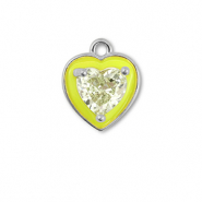 Metal TQ lat&oacute;n colgante coraz&oacute;n Plateado-amarillo ne&oacute;n-amarillo claro